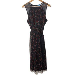 Draper James RSVP sleeveless clip dot tulle dress dainty floral black multi larg